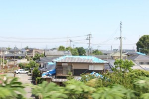 Roofs damaged by the earthquake