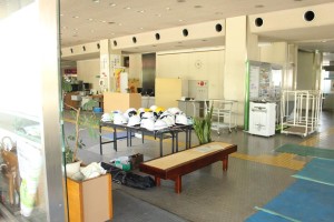 helmets in Yatsushiro city hall for the safety of city officials