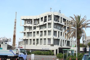 Uto city office damaged by the earthquake